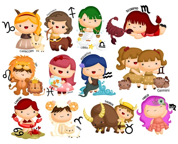 Conjunto Vectores Horóscopo Zodiaco — Vector de stock