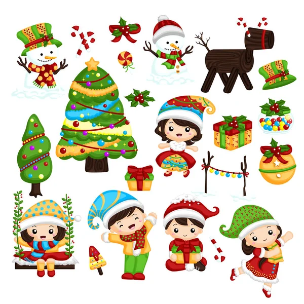 Šťastné Děti Vánoce — ストックベクタ