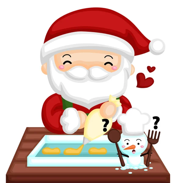 Santa Claus Formowania Ciasteczka Ciasto Pieczenia — Wektor stockowy