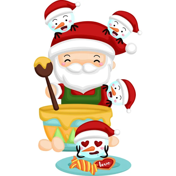 Père Noël Veut Faire Une Pâte Biscuits — Image vectorielle