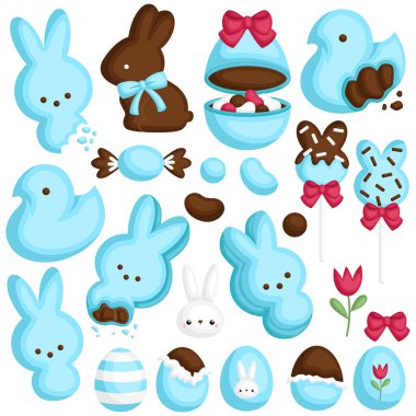 Paskalya temalı Sevimli Mavi Şeker ve Çikolata Serisi