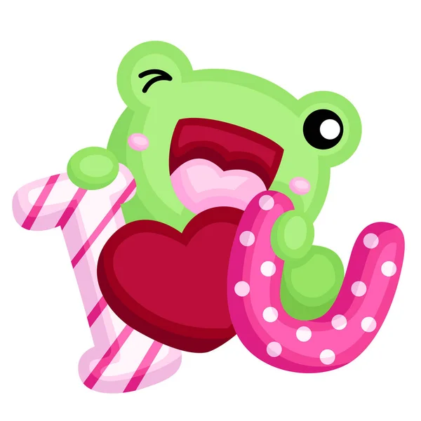 Grenouille Aime Lettre — Image vectorielle