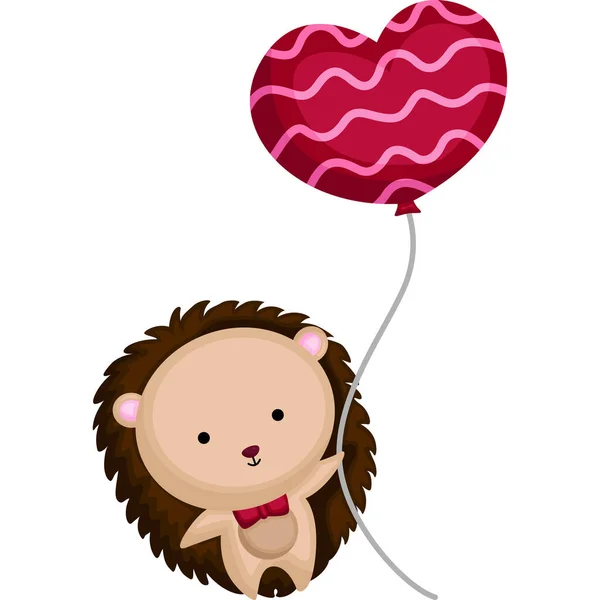 Porcupine Red Bowtie Heart Balloon — Stock Vector