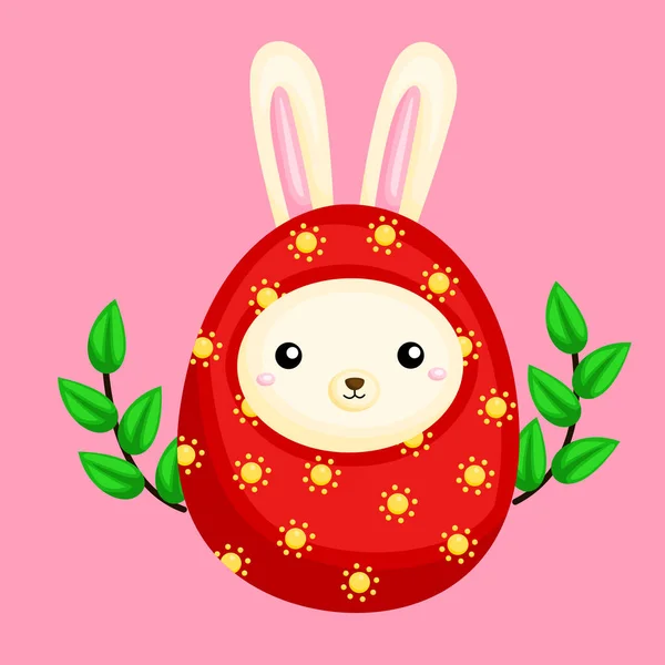 Милый Маленький Кролик Одетый Яйцо — стоковый вектор