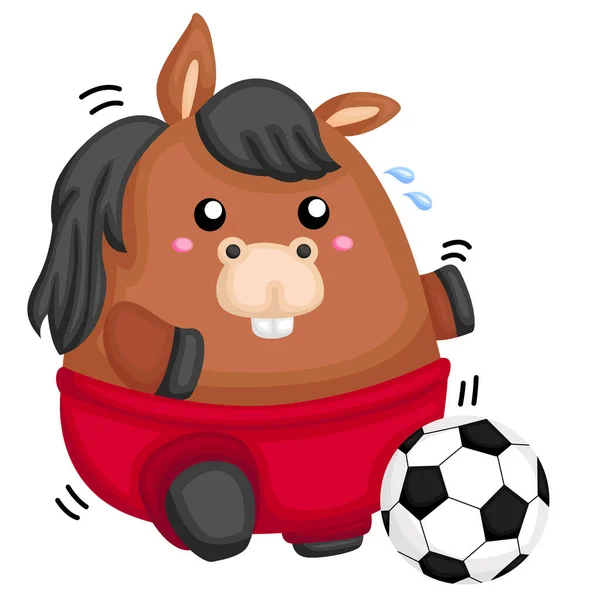 Fat Horse Playing Soccer — Stock Vector