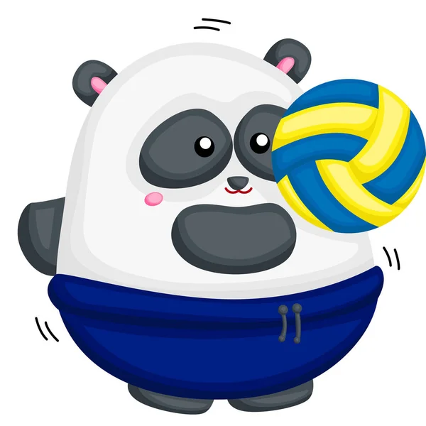 Fet Panda Som Spelar Volley — Stock vektor