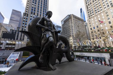 New York, Ny, Usa - 5 Aralık 2019. Manhattan 'daki ünlü Rockefeller Merkezi, New York, Usa 