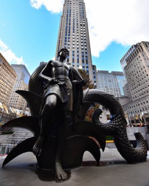 New York, Ny, Usa - 5 Aralık 2019. Manhattan 'daki ünlü Rockefeller Merkezi, New York, Usa 