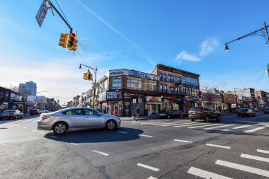 Brooklyn, New York, Ny, Usa - 30 Kasım 2019. Brooklyn, New York 'ta sokak manzarası ve trafik ulaşımı. 