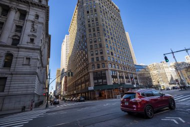 Manhattan, New York, Ny, Usa - 30 Kasım 2019. Lafayette Caddesi, New York 'un Aşağı Manhattan' ında Reade Caddesi ile Centre Caddesi 'nin kesiştiği ana cadde..