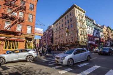 Little Italy, New York, Ny, Usa - 30 Kasım 2019. Manhattan 'daki Renkli Dut Sokağı - Çin Kasabası, New York yakınlarındaki Küçük İtalya.