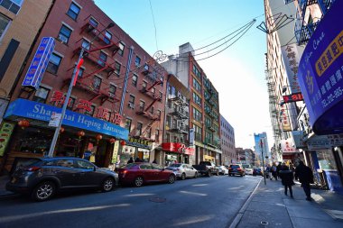 China Town, New York, Ny, Usa - 30 Kasım 2019. Manhattan 'ın renkli sokakları - Çin Mahallesi, New York.