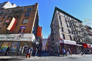 China Town, New York, Ny, Usa - 30 Kasım 2019. Manhattan 'ın renkli sokakları - Çin Mahallesi, New York.