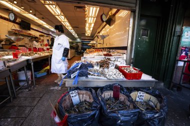 China Town, New York, Ny, Usa - 30 Kasım 2019. Çin 'deki balık pazarı - Manhattan, New York.