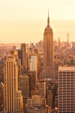 Manhattan, New York, Ny, Usa - 30 Kasım 2019. New York City Mimarisi, Manhattan silueti ile alacakaranlıkta Top of the Rock, Rockefeller Center, Ny, Usa.