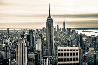 Manhattan, New York, Ny, Usa - 30 Kasım 2019. New York City Mimarisi, Manhattan silueti ile alacakaranlıkta Top of the Rock, Rockefeller Center, Ny, Usa.