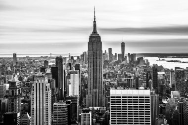 Manhattan, New York, Ny, Usa - 30 Kasım 2019. New York City Mimarisi, Manhattan silueti ile alacakaranlıkta Top of the Rock, Rockefeller Center, Ny, Usa.