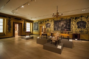 Manhattan, New York, Usa - 9 Aralık 2019. New York Metropolitan Sanat Müzesi 'nin odası - Amerika' nın en büyük sanat müzesi olan Metthe, Manhattan, 1000. Cadde 'de..