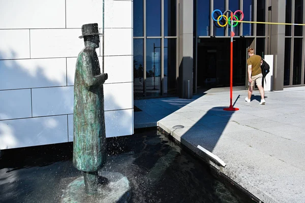 Lausanne Switzerland August 2019 Olympic Park Lausanne Pluie Sculpture Jean — Stock Photo, Image