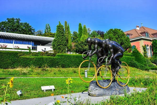 Lausanne Switzerland Серпня 2019 Скульптура Олімпійському Парку Лозанна Березі Озера — стокове фото