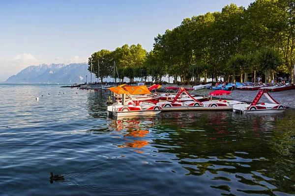 Lausanne Suíça Agosto 2019 Porto Ouchy Lago Genebra Lausanne Suíça — Fotografia de Stock