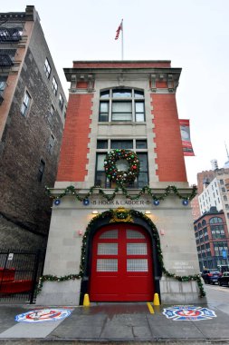Tribeca, Manhattan, New York, NYC, ABD - 4 Aralık 2019. Hook & Ladder Company 8 'in itfaiyesi, Hayalet Avcıları filminin çekildiği yer, Tribeca, Bronx bölgesi, Manhattan, New York.