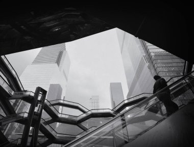 New York City, New York, ABD - 4 Aralık 2019. Yaratıcı bir imaj. The Vessel, yapı ve ziyaretçi eğlencesi, Manhattan, New York City, ABD Hudson Yards Yeniden Geliştirme Projesi 'nin bir parçası.. 