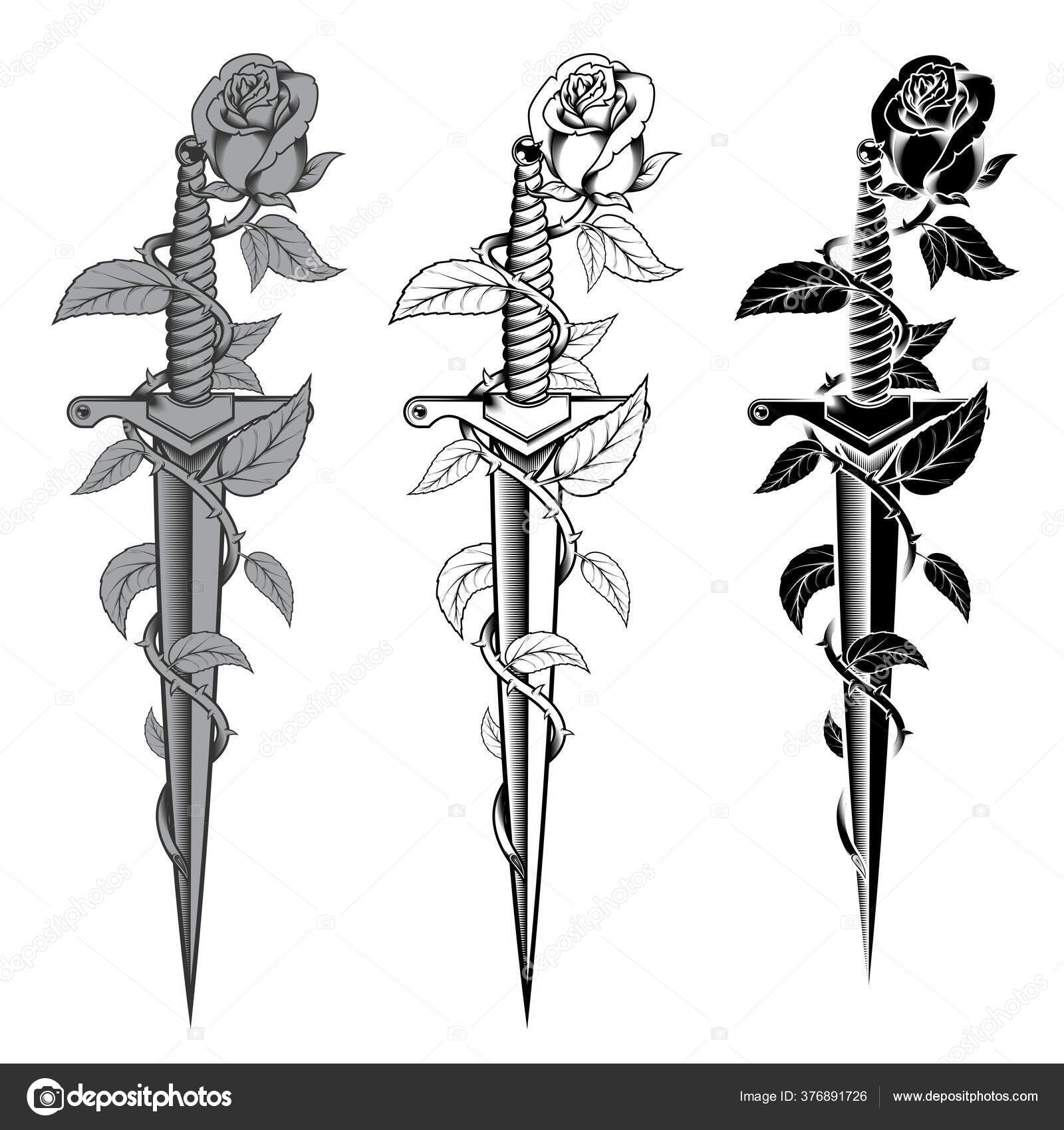 Rose and dagger Vector Art Stock Images | Depositphotos Rose and dagger Vector Art Stock Images | Depositphotos