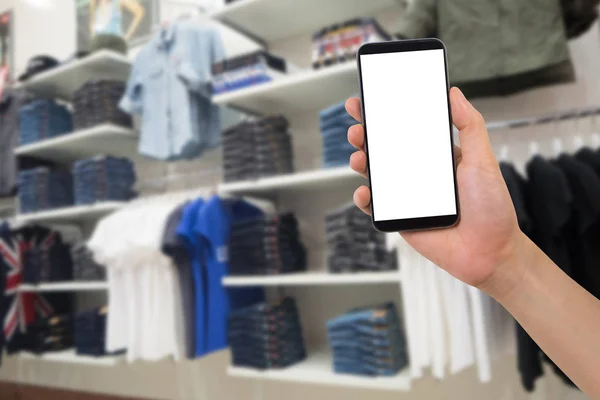 Teléfono inteligente de mano humana, tableta, teléfono celular con tela borrosa —  Fotos de Stock