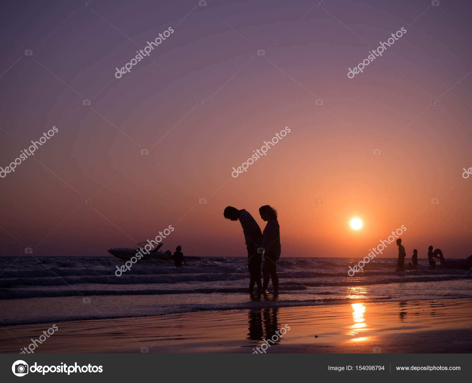 Chonburi 23 Avril Silhouette Ombre Du Couple Amoureux