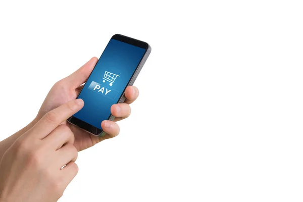 insan eli tutun akıllı telefon, tablet, cep telefonu ile mavi ekran 
