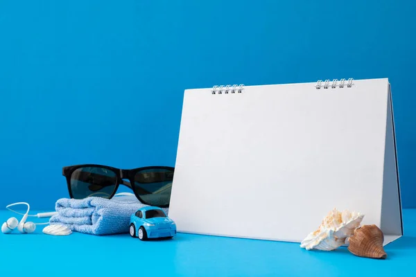 Traveller Accessories Summer Blue Background — Stock Photo, Image
