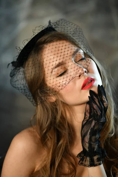 Beautiful Pin Girl Posing Hat — Stock Photo, Image