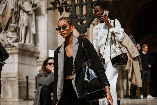Paris França Setembro 2019 Modelos Após Desfile Moda Balmain Paris — Fotografia de Stock