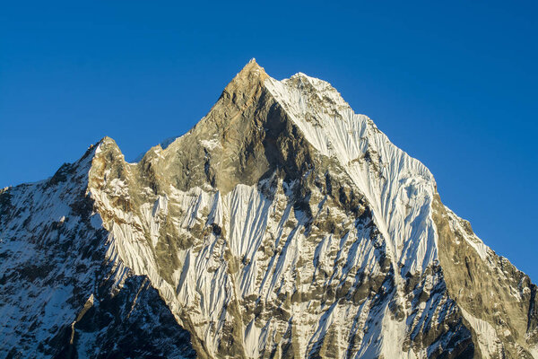 Mountain peaks with blue sky in Nepal