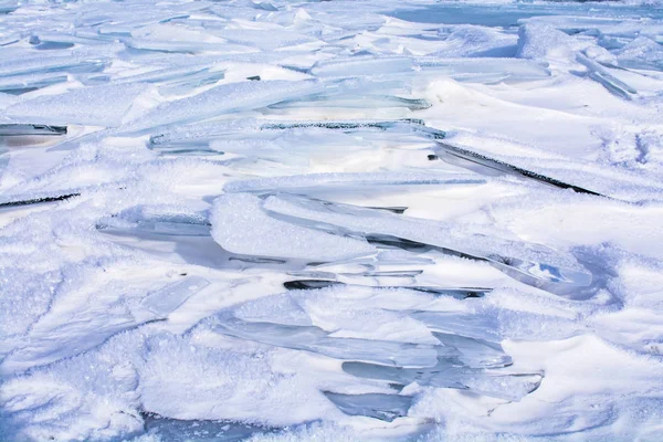 Ice cubes in frozen lake at Lake Baikal, Russia. Royalty Free Stock Photos