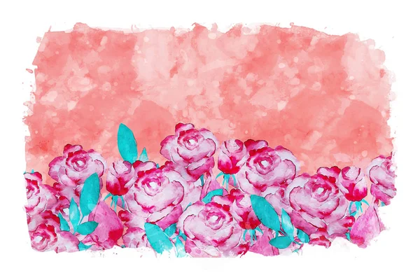 Painting of roses background, watercolor painting for Valentines Day card