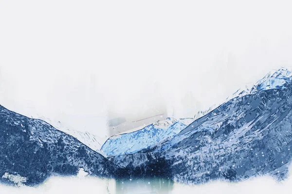 Αφηρημένη Ζωγραφική Του Βουνού Μπλε Τόνο Ψηφιακή Ζωγραφική — Φωτογραφία Αρχείου