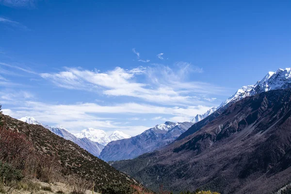 Photographie Paysages Des Montagnes Népal Avec Ciel Bleu Trekking Népal — Photo