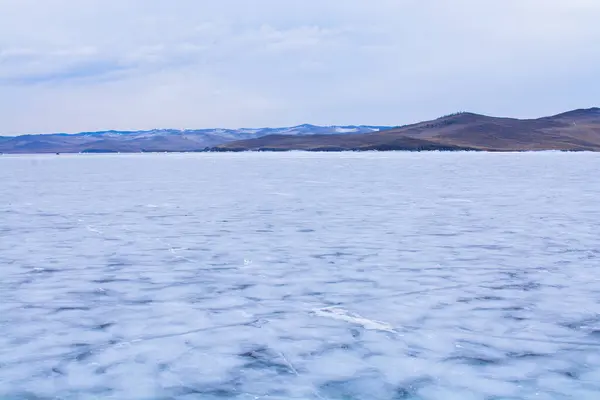 Lago Congelado Con Islas Rocosas Fondo Lago Baikal Rusia Fotografía — Foto de Stock