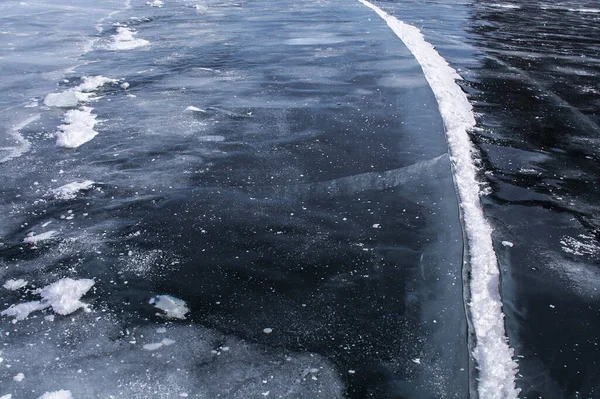 Superficie Del Lago Congelado Lago Baikal Rusia — Foto de Stock