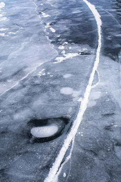 Superfície Lago Congelado Lago Baikal Rússia — Fotografia de Stock