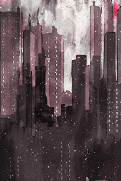 Ескізне Зображення Будівель Великому Місті Створене Комп Ютером Зображення Міського — стокове фото