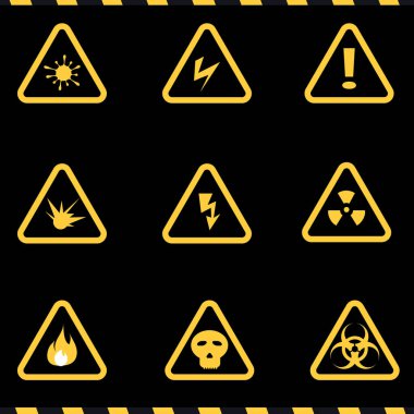 Uyarı işareti simgeleri, vektör illüstrasyonu