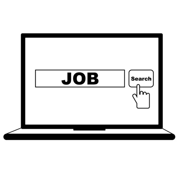 Clic Botón Búsqueda Para Buscar Trabajo Internet Búsqueda Posición Trabajo — Vector de stock