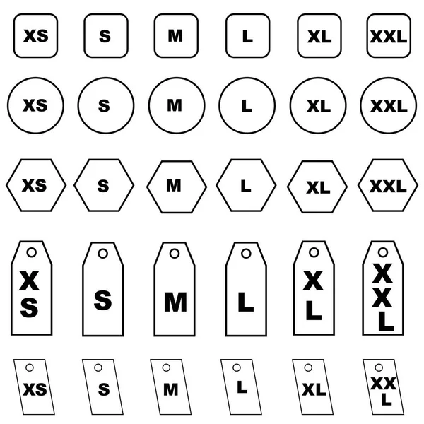 Icônes Symbole Ensemble Taille Vêtement Mesure Littérale Taille Vêtement Standard — Image vectorielle