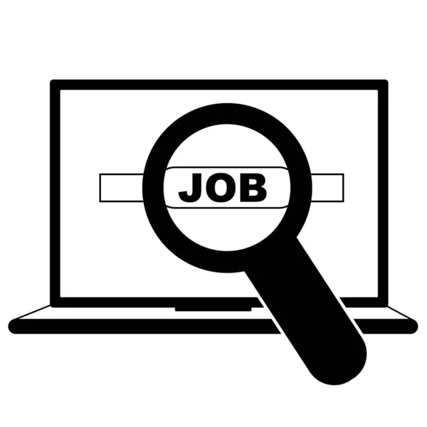インターネットで仕事を見つける 仕事の位置検索 黒と白のベクトルイラスト — ストックベクタ