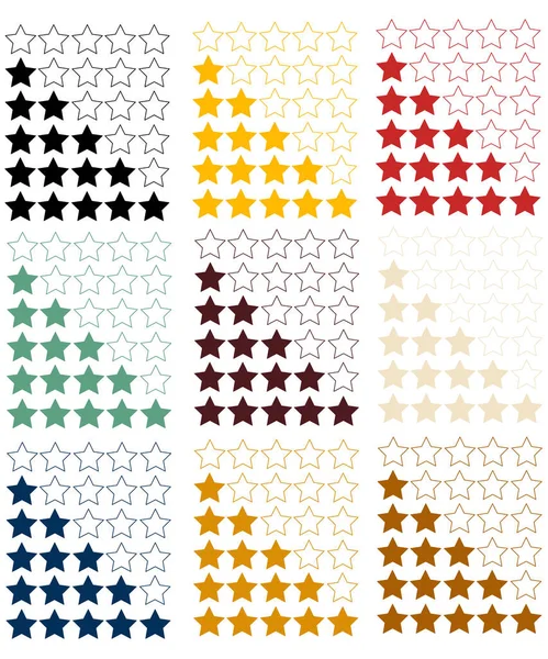 Flache Und Dünne Liniensymbole Ratingsymbole Gesetzt Sternensymbole Verschiedenen Farben Vektorillustration — Stockvektor