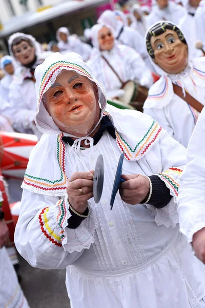 Carnaval Salzkammergut Mulher Tambor Uma Figura Que Ocorre Grupos Carnaval — Fotografia de Stock