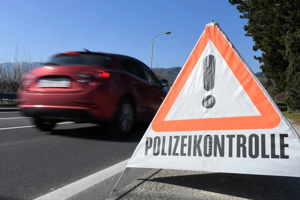 Corona crisis - police controls - the exit restrictions are controlled by the police in Austria (Gmunden district, Upper Austria, Austria)